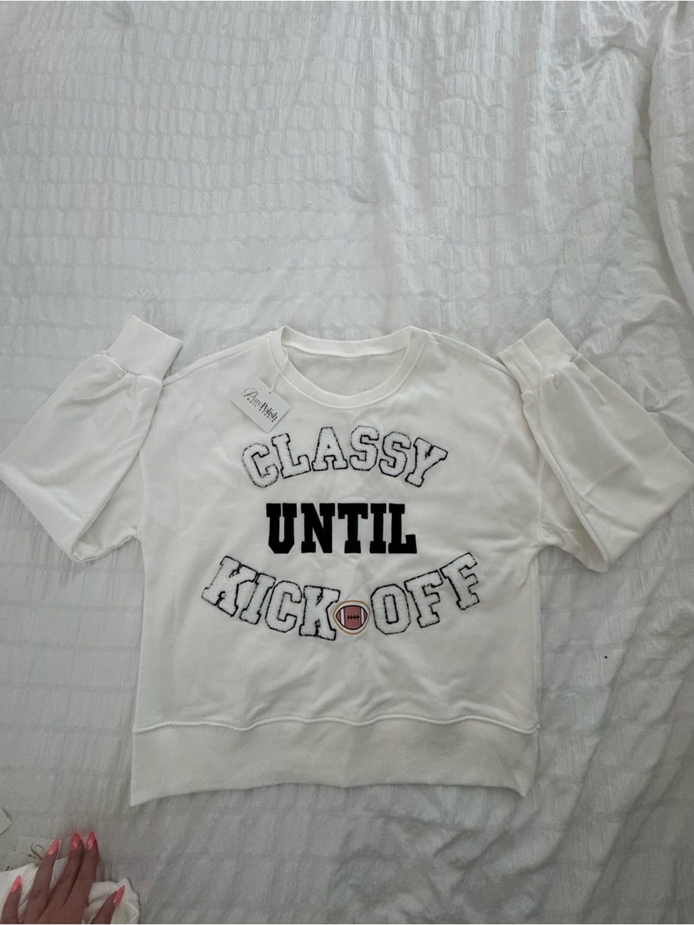 classy until kickoff football crewneck